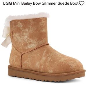 UGG Mini Bailey Bow Glimmer Suede Boot brown 7